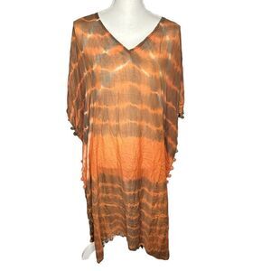 Roberta Roller Rabbit Caftan Women’s Tie Dye Kaftan Dress Coverup Boho Beach￼